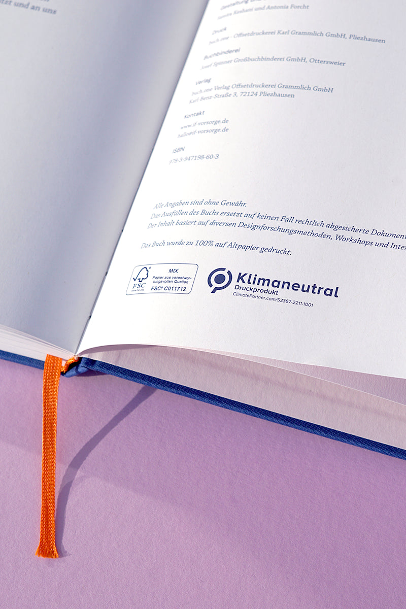 if-Vorsorgebuch in Blau, Lesebändchen